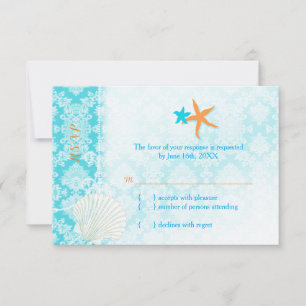 Cartão RSVP de Casamento de Praia de Starfish Pai