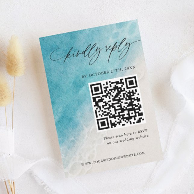 Cartão RSVP de Casamento de Praia do Ocean Waterco (Criador carregado)