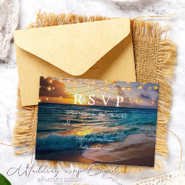 Cartão RSVP de Casamento de Praia Sunset de Verão