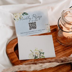 Cartão RSVP de Casamento de Rosa Rosa Branco Azul