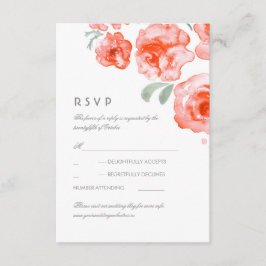 Cartão RSVP de Casamento de Rosas de Coral