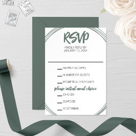 Cartão RSVP de Casamento de Sage Oval