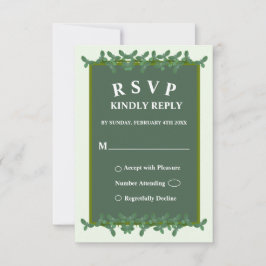 Cartão RSVP de Casamento de Saída Verde Elegante