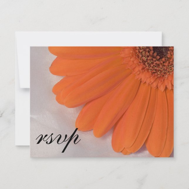 Cartão RSVP de Casamento de Satin Laranja Daisy e  (Frente)