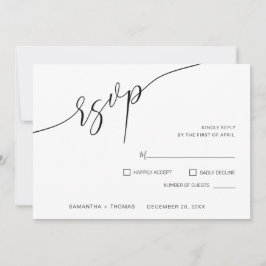 Cartão RSVP de Casamento de Script Clássico de Cal