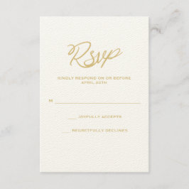 Cartão RSVP de Casamento de Script Dourado