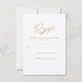 Cartão RSVP de Casamento de Script Dourado