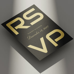 Cartão RSVP de Casamento de Script Dourado Elegant