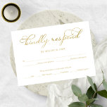 Cartão RSVP de Casamento de Script Gold Foil Gold<br><div class="desc">Cartão RSVP de Casamento de Script Gold Foil Gold Elegante</div>