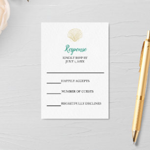 Cartão RSVP de Casamento de Seashell Minimalista