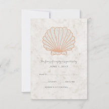 Cartão RSVP de Casamento de Seashell Russo Laranja