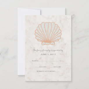 Cartão RSVP de Casamento de Seashell Russo Laranja
