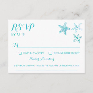 Cartão RSVP de Casamento de Starfish de Aquarela d