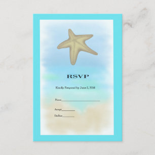 Cartão RSVP de Casamento de Starfish Seashell