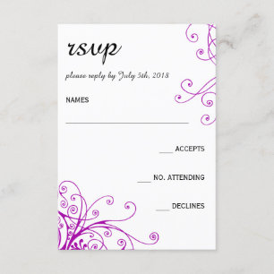 Cartão RSVP de Casamento de Sujidade Roxo Elegante