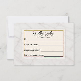 Cartão RSVP de Casamento de Sussurro Marble