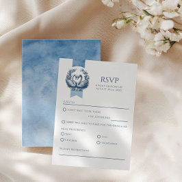 Cartão RSVP de Casamento de Swan Azul Dusty