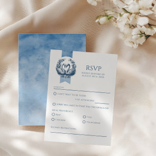 Cartão RSVP de Casamento de Swan Azul Dusty