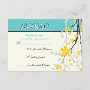 Cartão RSVP de casamento de tartaruga amarela