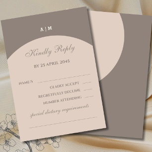 Cartão RSVP de Casamento de Taupe Monograma Japand
