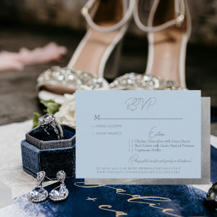 Cartão RSVP de Casamento de Texto Silver Blue Sky