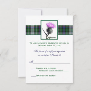 Cartão RSVP de Casamento de Tijolo Verde Roxo