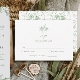 Cartão RSVP de Casamento de Toile Verde Sage Victo