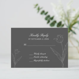Cartão RSVP de Casamento de Tulip Minimalista da C