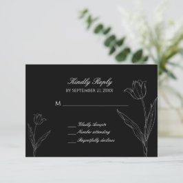 Cartão RSVP de Casamento de Tulip Minimalista Pret