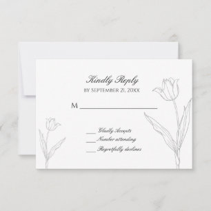 Cartão RSVP de Casamento de Tulip Minimalista Pret