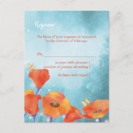 Cartão RSVP de Casamento de Turquesa Vermelha