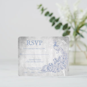 Cartão RSVP de Casamento de Vinha Pêssego Azul Cla