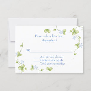 Cartão RSVP de Casamento de Vinhas Florais Azuis
