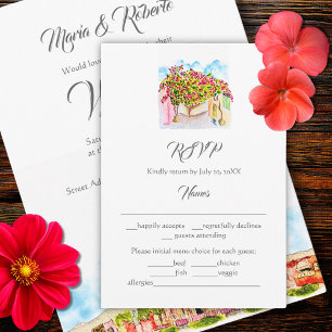 Cartão RSVP de Casamento de Watercolor San Miguel