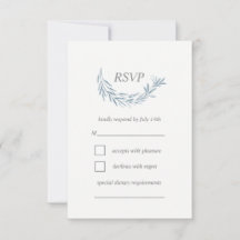Cartão RSVP de Casamento de Wreath de Azul Elegant