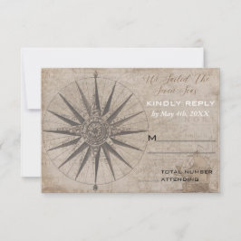 Cartão RSVP de Casamento de Yacht no Oceano Náutic
