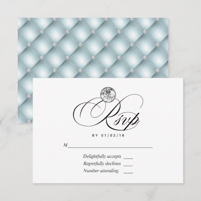 Cartão RSVP de Casamento Diamond (Frente/Verso)