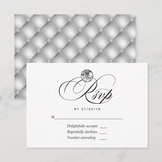 Cartão RSVP de Casamento Diamond (Frente/Verso)