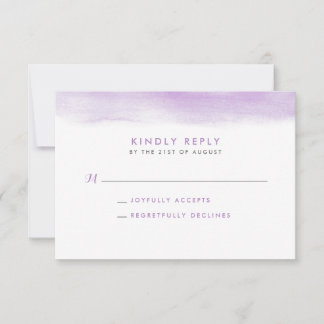 Cartão RSVP de Casamento Dip Watercolor Lilac