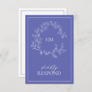 Cartão RSVP de Casamento do Periwinkle Leafy Crest
