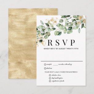 Cartão RSVP de Casamento Dourado Eucalyptus, Opçõe