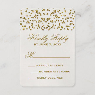 Cartão RSVP de Casamento Dourado Glamor Glitter Co