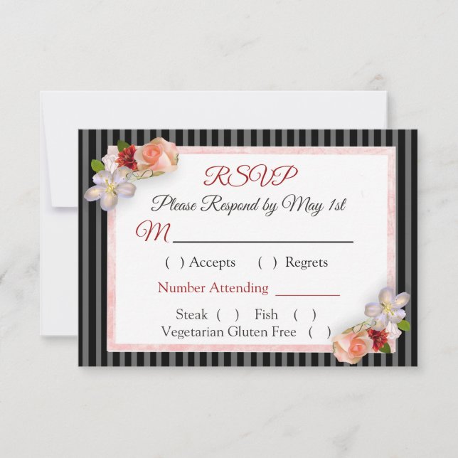 Cartão RSVP de Casamento Dourado Rosa Rosa Rosa Ro (Frente)
