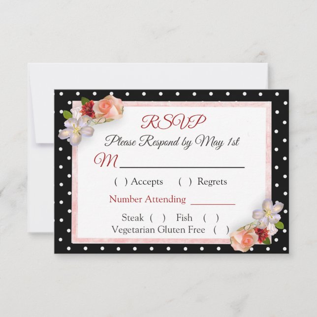 Cartão RSVP de Casamento Dourado Rosa Rosa Rosa Ro (Frente)
