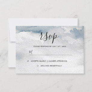 Cartão RSVP de Casamento Dusty Blue Watercolor