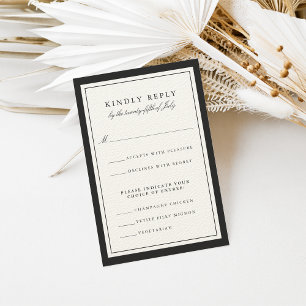 Cartão RSVP de Casamento Ecru e Negro com escolha