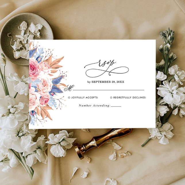 Cartão RSVP de Casamento Elegante (Criador carregado)