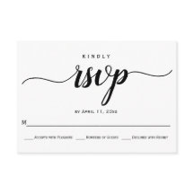 Cartão RSVP de casamento elegante com caligrafia