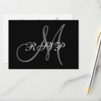 Cartão RSVP de Casamento Elegante com Monograma