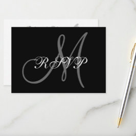 Cartão RSVP de Casamento Elegante com Monograma